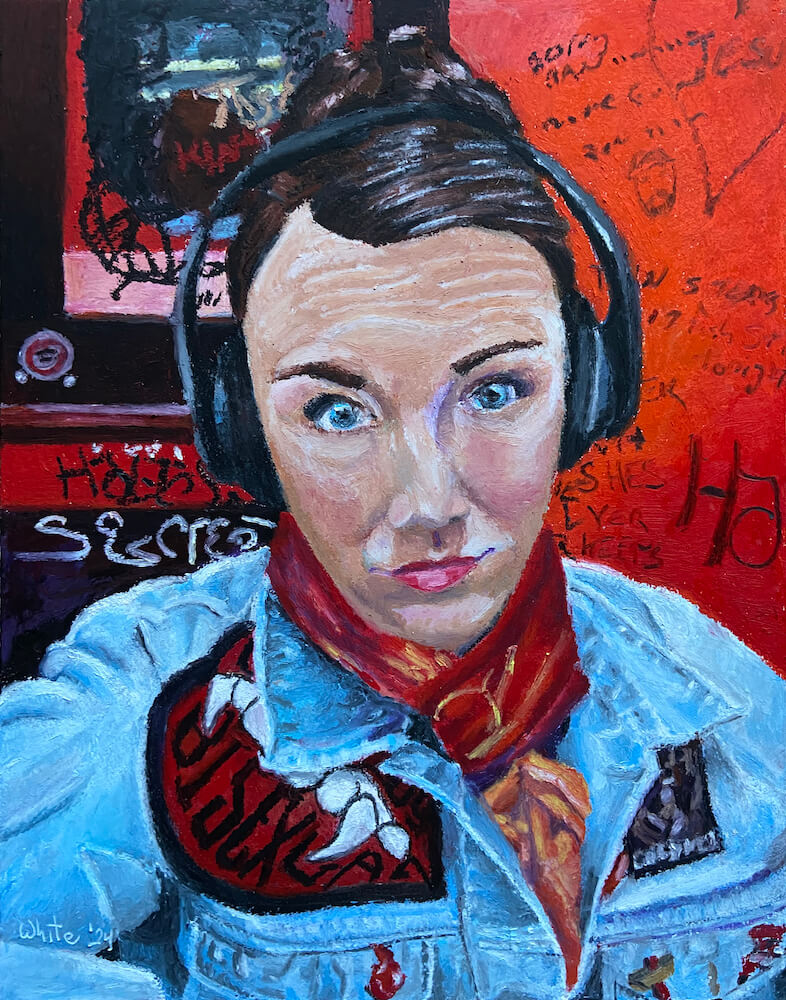 Portrait Painting of woman done in oil pastel