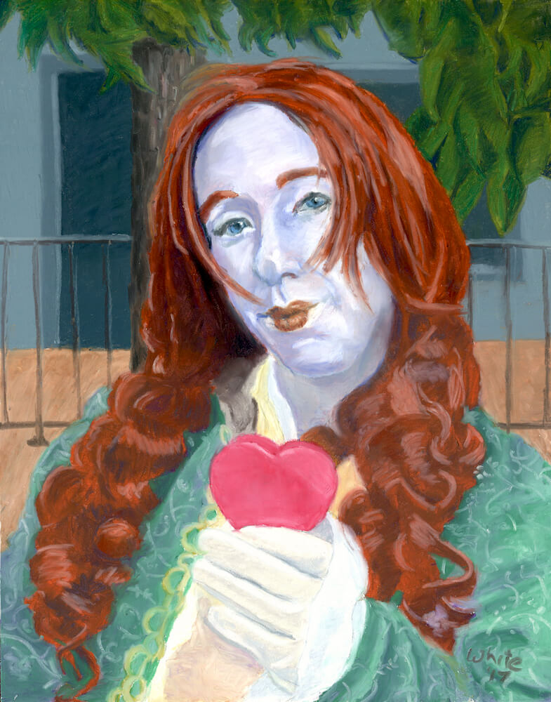 Portrait painting of street performer