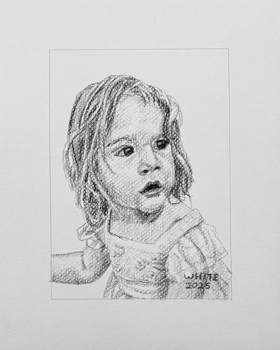 Small candid portrait of a young girl in a princess dress looking behind her.